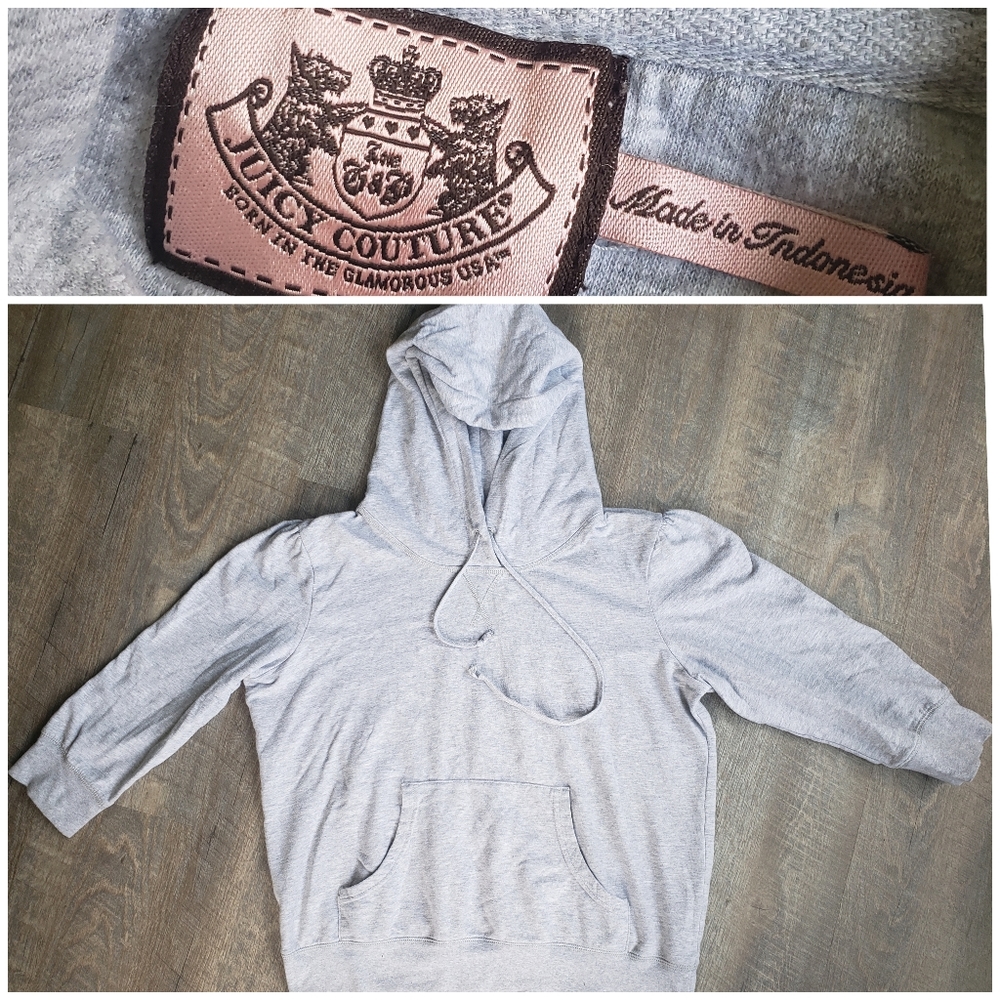 Juicy Couture Juniors XL 3/4 Sleeve Gray Hoodie